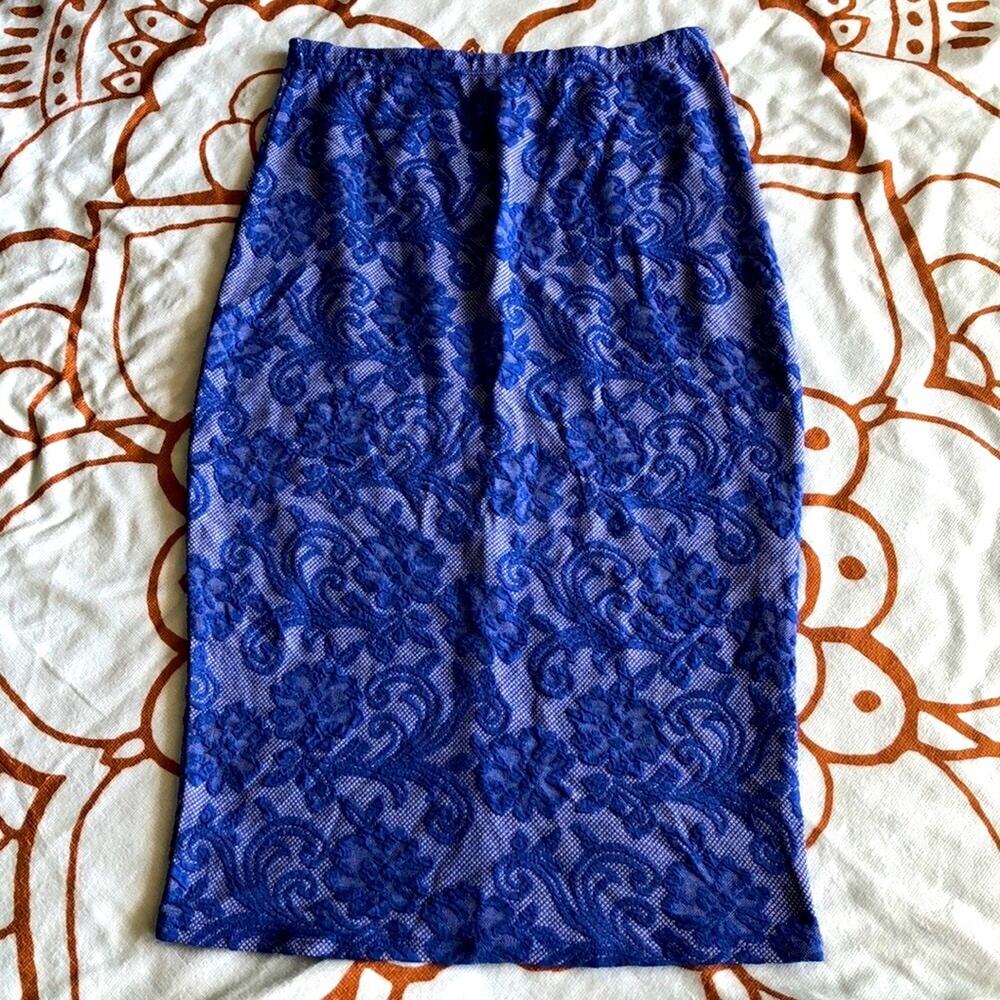 Blue and White Floral Pencil Skirt Size Small